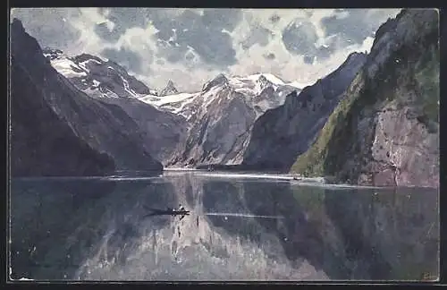 Künstler-AK Edward Harrison Compton: Königssee, Boot