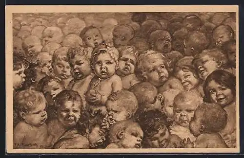 Künstler-AK Kinderfürsorge, traurige Kinderaugen