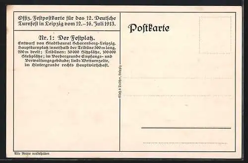 AK Leipzig, 12. Deutsches Turnerfest 1913, Festplatz