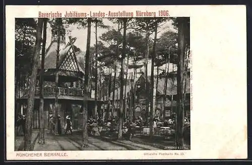 AK Nürnberg, Bayerische Jubiläums-Landes-Ausstellung 1906, Münchener Bierhalle