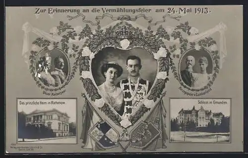 AK Rathenow, Portrait vom Kaiserpaar, Herzog Ernst August von Braunschweig in Husarenuniform, Viktoria Luise