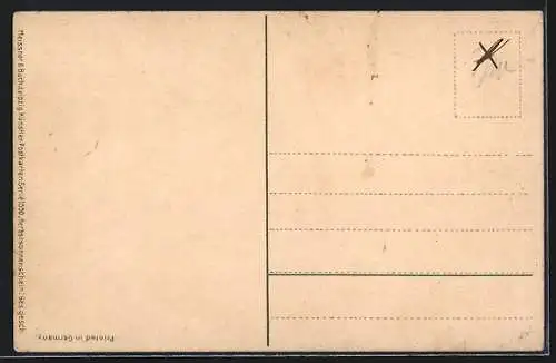 Künstler-Lithographie Paul Hey: Mutter und Tochter beim Herbstspaziergang