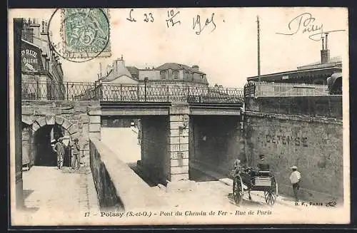 AK Poissy, Pont du Chemin de Fer, Rue de Paris