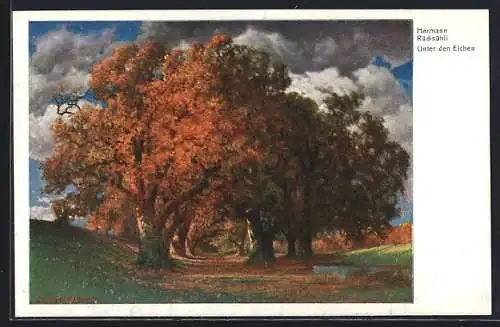 Künstler-AK Hermann Rüdisühli: Unter den Eichen, herbstliches Landschaftsbild