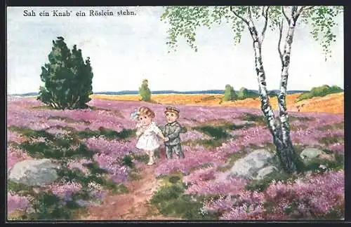 Künstler-AK Ad.Hoffmann: Sah ein Knab` ein Röslien stehn