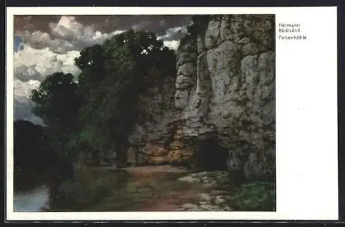 Künstler-AK Hermann Rüdisühli: Blick auf die Felsenhöhle