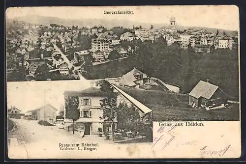 AK Heiden, Restaurant Bahnhof von L. Berger, Bahnhof, Gesamtansicht