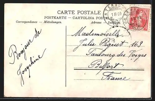 AK Unter-Aegeri, Ortsansicht mit Kirche und See