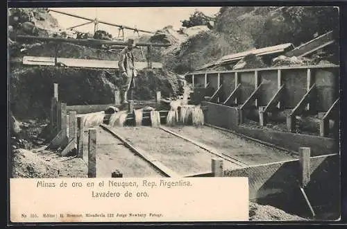 AK Neuquen, Minas de oro. Lavadero de oro, Goldwaschanlage