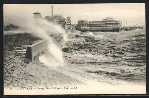AK Southsea, Rough Sea at Clarence Pier