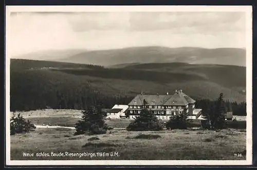 AK Neue schles. Baude /Riesengebirge, Bergbaude aus der Vogelschau