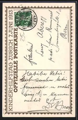 AK Zürich, Kinderhilfstag 1913, Kinderfürsorge