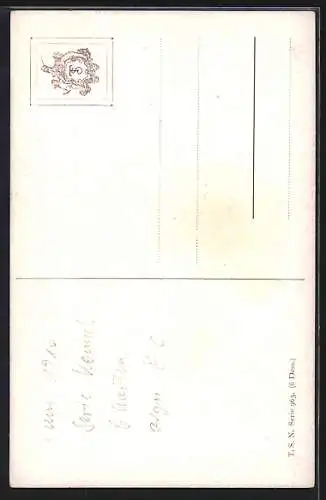 Künstler-AK Papagei sitzt auf einer Stange