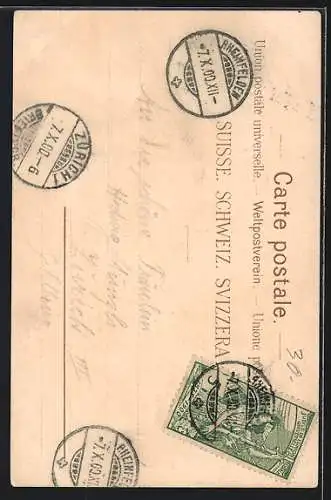 Lithographie Rheinfelden, Partie am Storchennestthurm