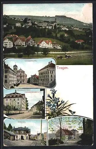 AK Trogen, Zellweger`sche Kinderkuranstalt, Kirchenplatz, Bahnhof