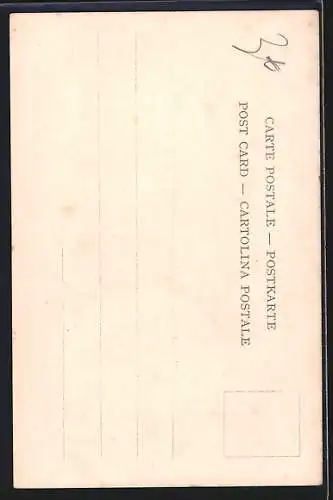 Künstler-AK sign. F. Coenraets: alte Frau geht mit einem Korb in der Hand eine Strasse entlang