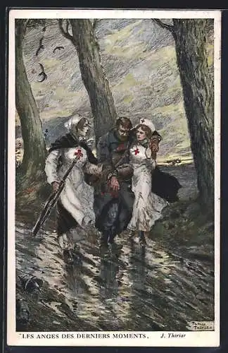 AK Les anges des derniers moments, Schwestern des Roten Kreuzes versorgen verwundeten Soldaten