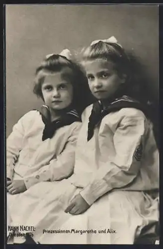 AK Prinzessinnen Margarethe und Alix, Kinderportrait in Matrosenkleidern