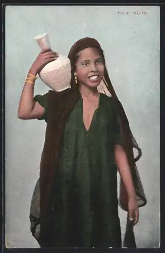 AK Fille Fellah, Fulani-Mädchen mit Krug, arabische Volkstypen