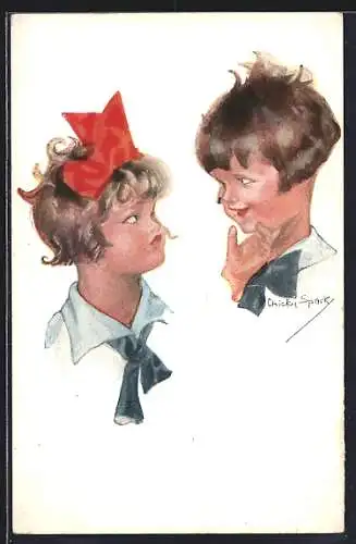 Künstler-AK Chicky Spark: Si tu savais comme je t`aime! liebende Mädchen