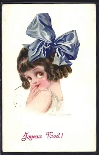 Künstler-AK Fred Spurgin: Mädchen mit grosser Haarschleife