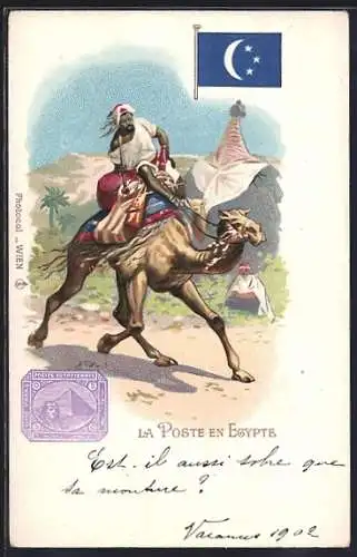 Lithographie La Poste en Egypte
