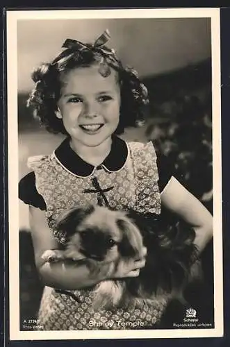 AK Schauspielerin Shirley Temple in einer Kinderrolle mit Hund