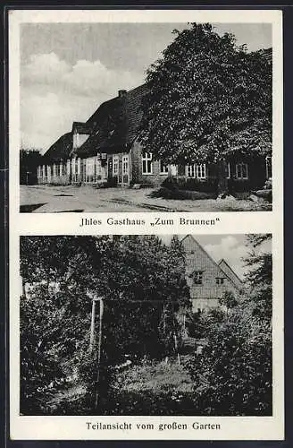 AK Bad Kirchdorf / Sulingen, Ihlos Gasthaus Zum Brunnen, Teilansicht vom grossen Garten