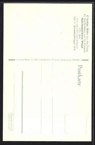 AK Stadtbriefträger 1860, Auslieferung eines Briefes