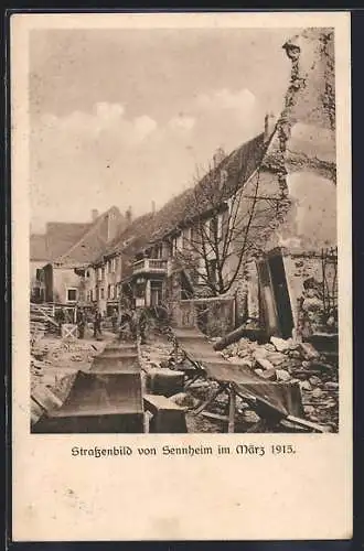 AK Sennheim, Strassenbild im März 1915