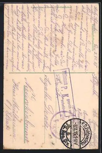 AK Vaucourt, Trümmerruine mit Soldaten in Uniform