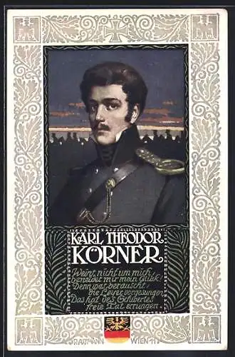 Künstler-AK R. Assmann: Portrait Karl Theodor Körner