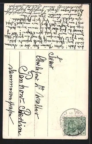 AK Schornsteinfeger winkt mit Kleeblättern, Neujahr