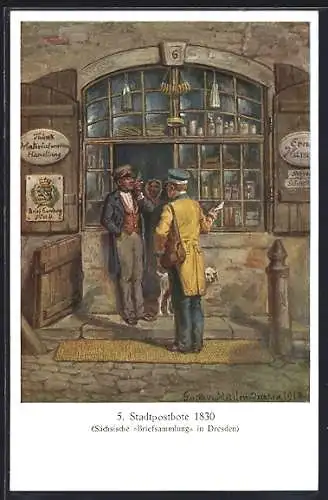 Künstler-AK Gustav Müller: Sächsische Post, Bild Nr. 5, Stadtpostbote, 1830