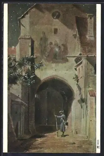 Künstler-AK Carl Spitzweg: Torwache, Soldat am Stadttor