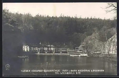 AK Niederau / Meissen, Gasthaus Buschmühle, Kleiner Königsee