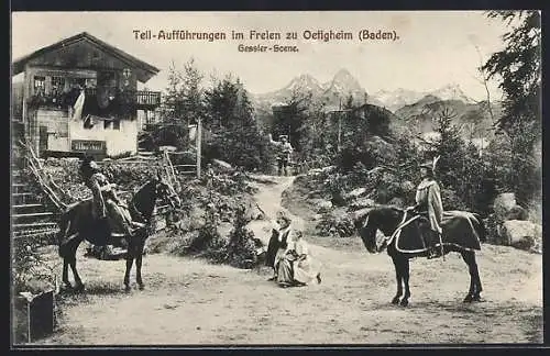 AK Oetigheim / Baden, Tell-Aufführungen im Freien, Gessler-Scene