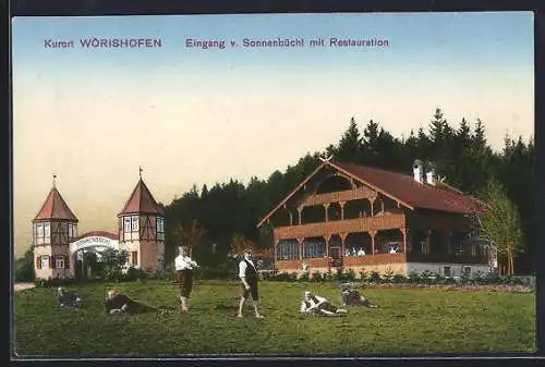 AK Wörishofen, Eingang v. Sonnenbüchl mit Restaurant