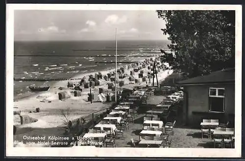 AK Kölpinsee a. Usedom, Blick vom Hotel Seerose auf den Strand