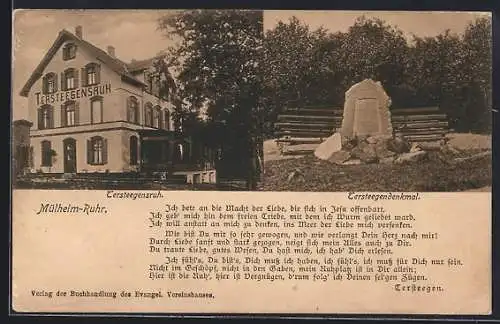 AK Mülheim /Ruhr, Gasthaus Tersteegensruh und Tersteegendenkmal