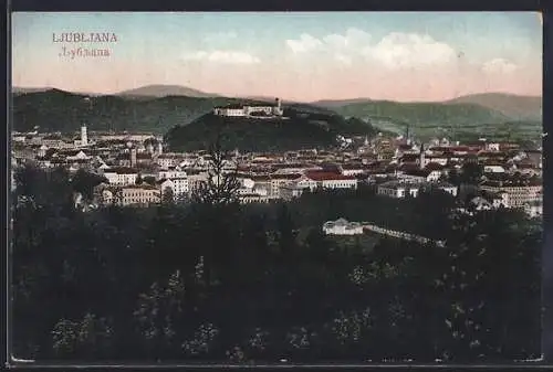 AK Ljubljana, Gesamtansicht mit Bergpanorama