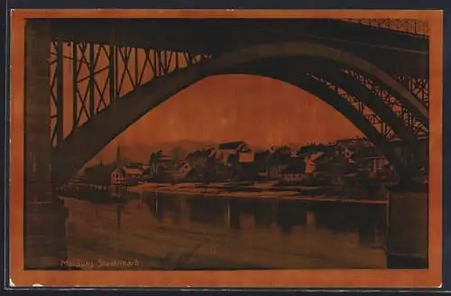 AK Marburg /Steiermark, Ortsansicht von einem Brückenbogen aus