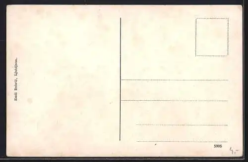 AK Laibach, Totalansicht mit Kastell aus der Vogelschau