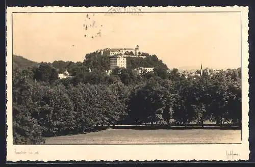 AK Ljubljana, Ortsansicht von einer Wiese aus