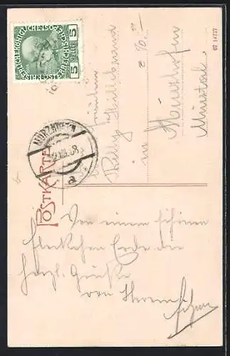 Mondschein-AK Steinbrück, Flusspartie zwischen Steinbrück und Römerbad