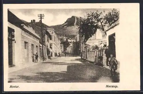 AK Mostar, Strassenpartie mit Kindern