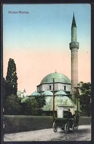 AK Mostar, Strassenpartie mit Moschee