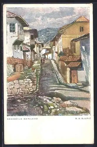 Künstler-AK Sarajevo, Strassenpartie