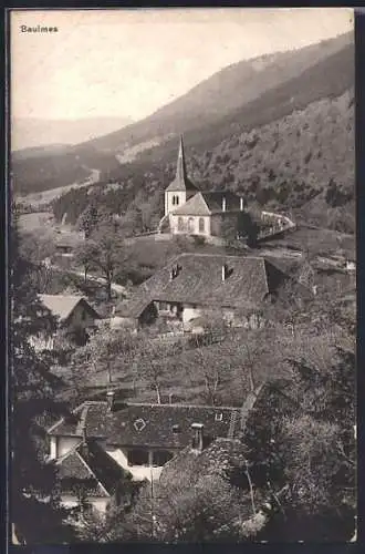 AK Baulmes, Teilansicht mit Kirche