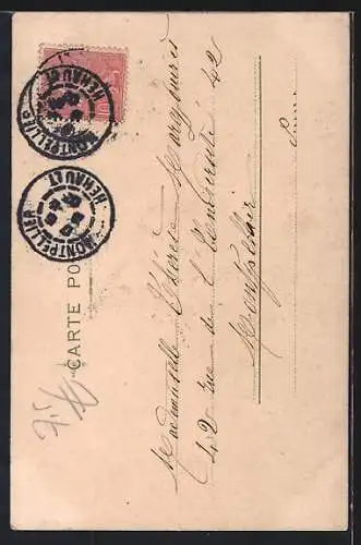 Lithographie Hübsche Dame lässt Vögel aus dem Käfig